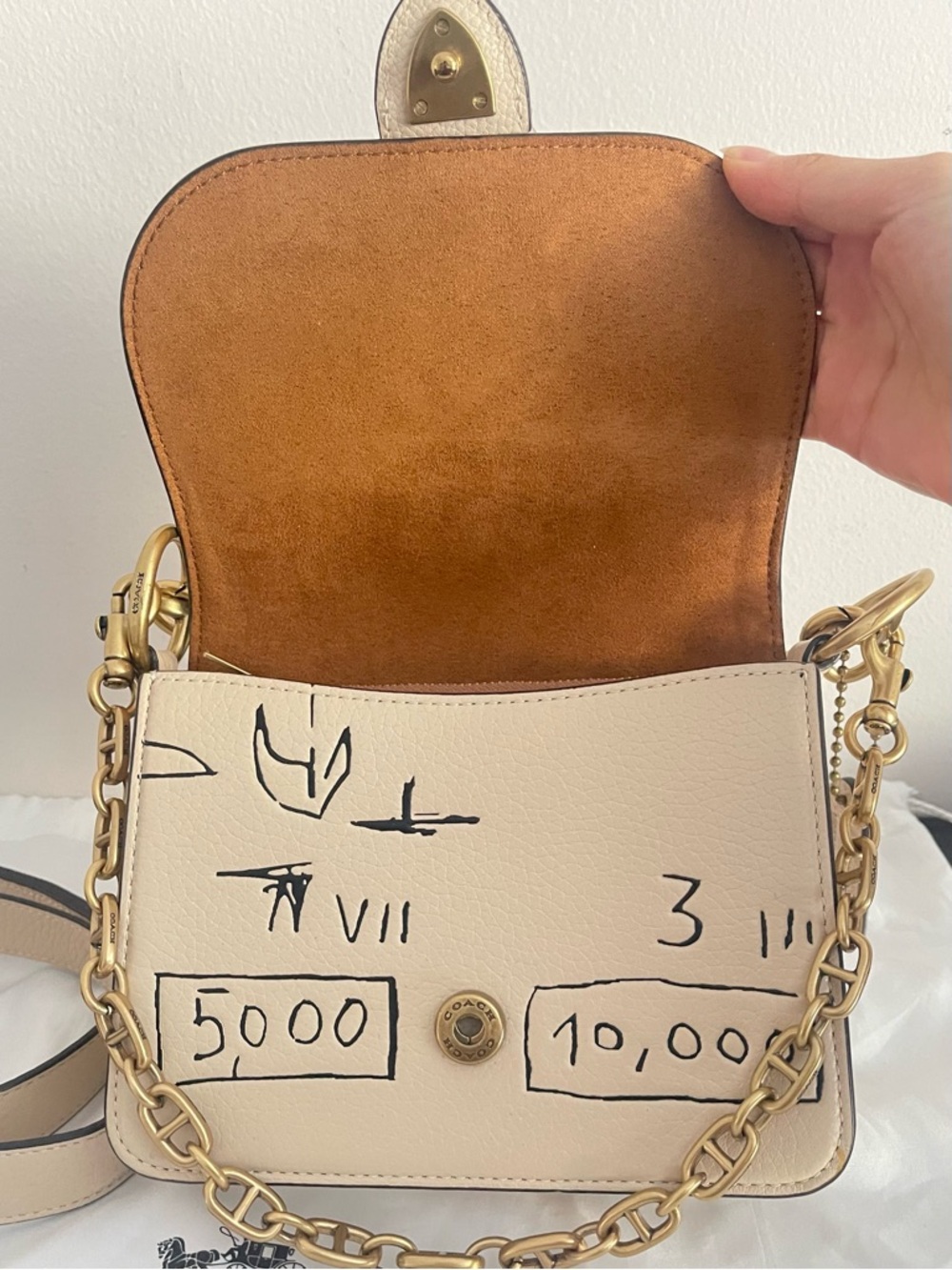 RARE Coach x Jean Michel Basquiat “Famous” Graffiti Beat 18 Top Handle Chain Bag - Picture 4 of 7